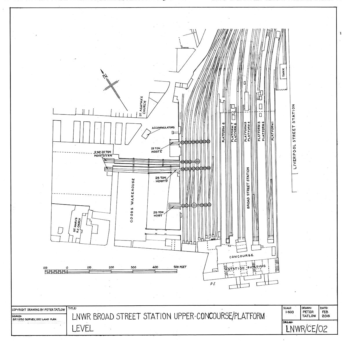A plan of Broad Street station upper level at concourse level