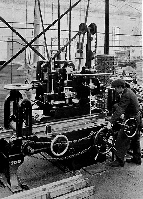 Photo of Greenwood & Batley Machine for Boring Wagon Cantrails through Steel Bushed Jig.